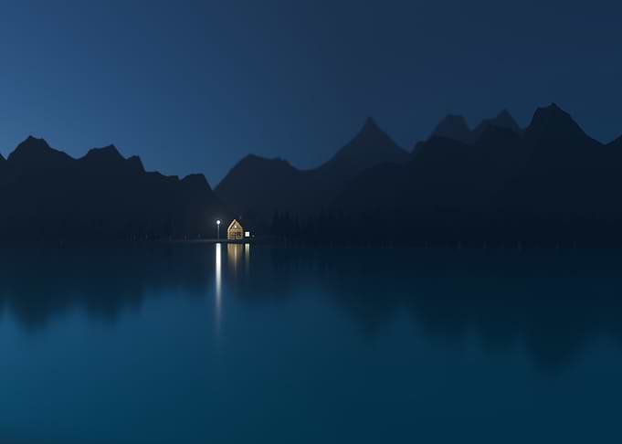 Cabin and the lake