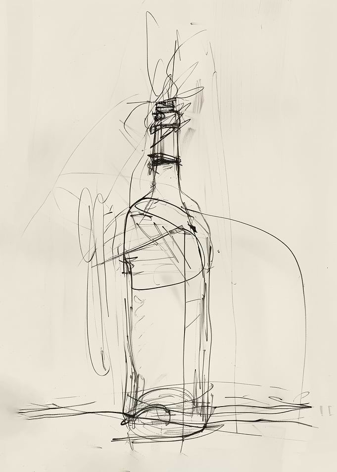 Wine Bottle Abstract Sketch