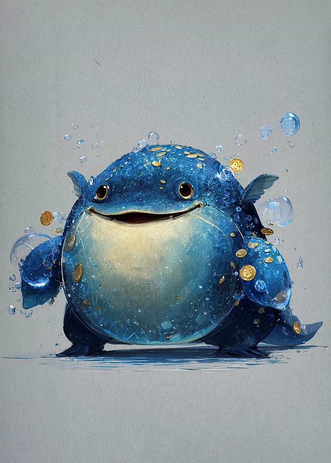 Cute Blue Monster with Gold Details