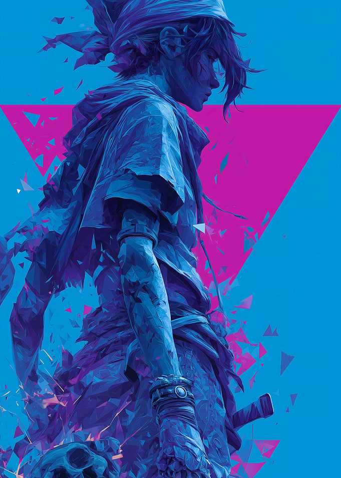 Blue and Pink Warrior Digital Art