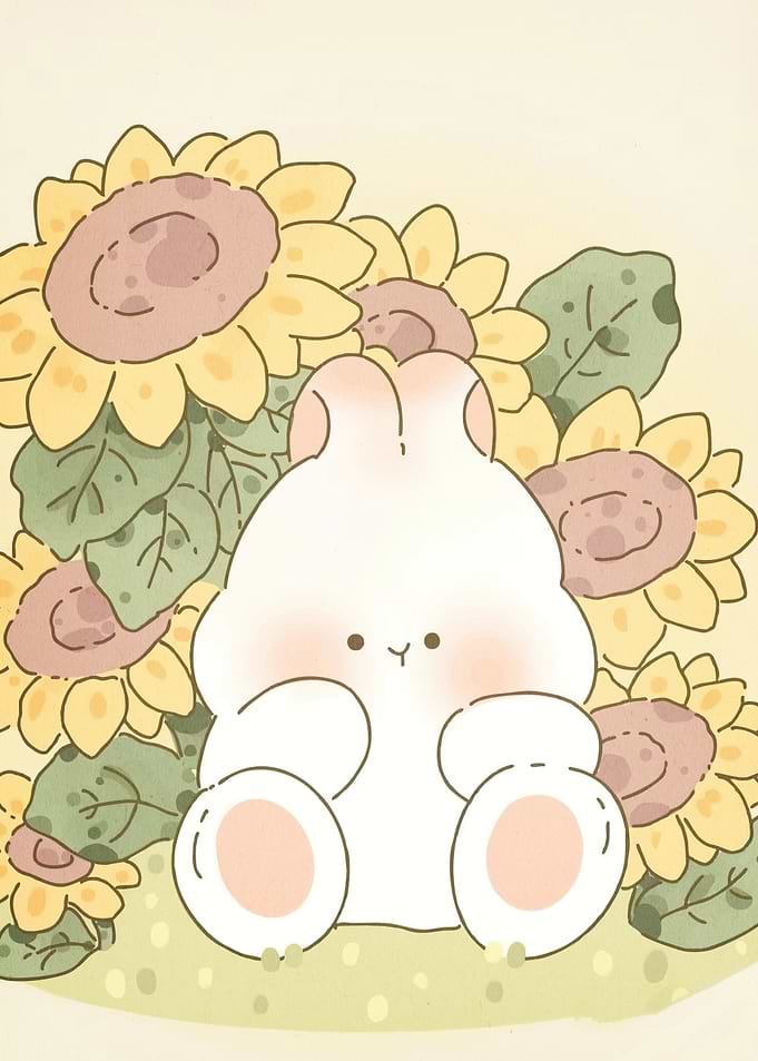 Cute Bunny Sunflowers