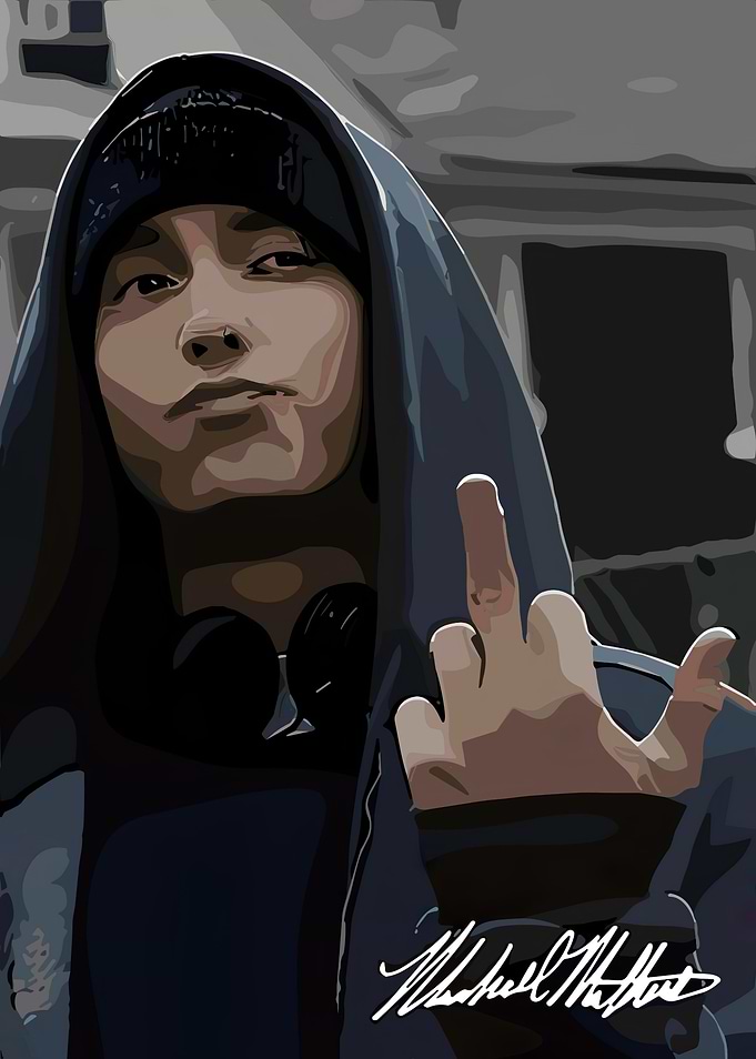 Eminem Portrait with Middle Finger