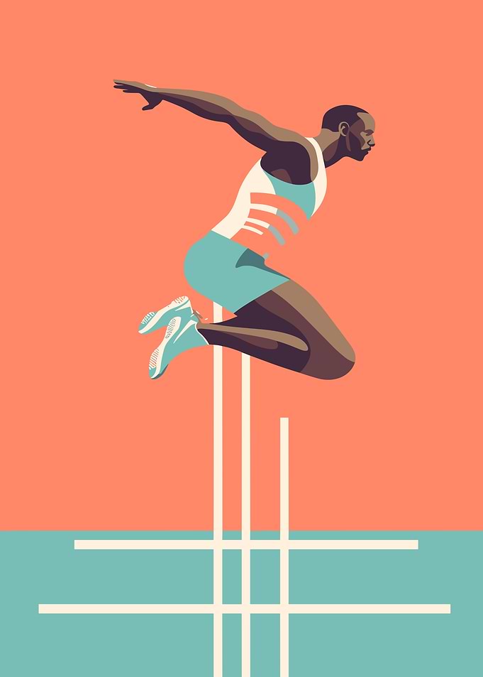 Hurdler in Mid-Air