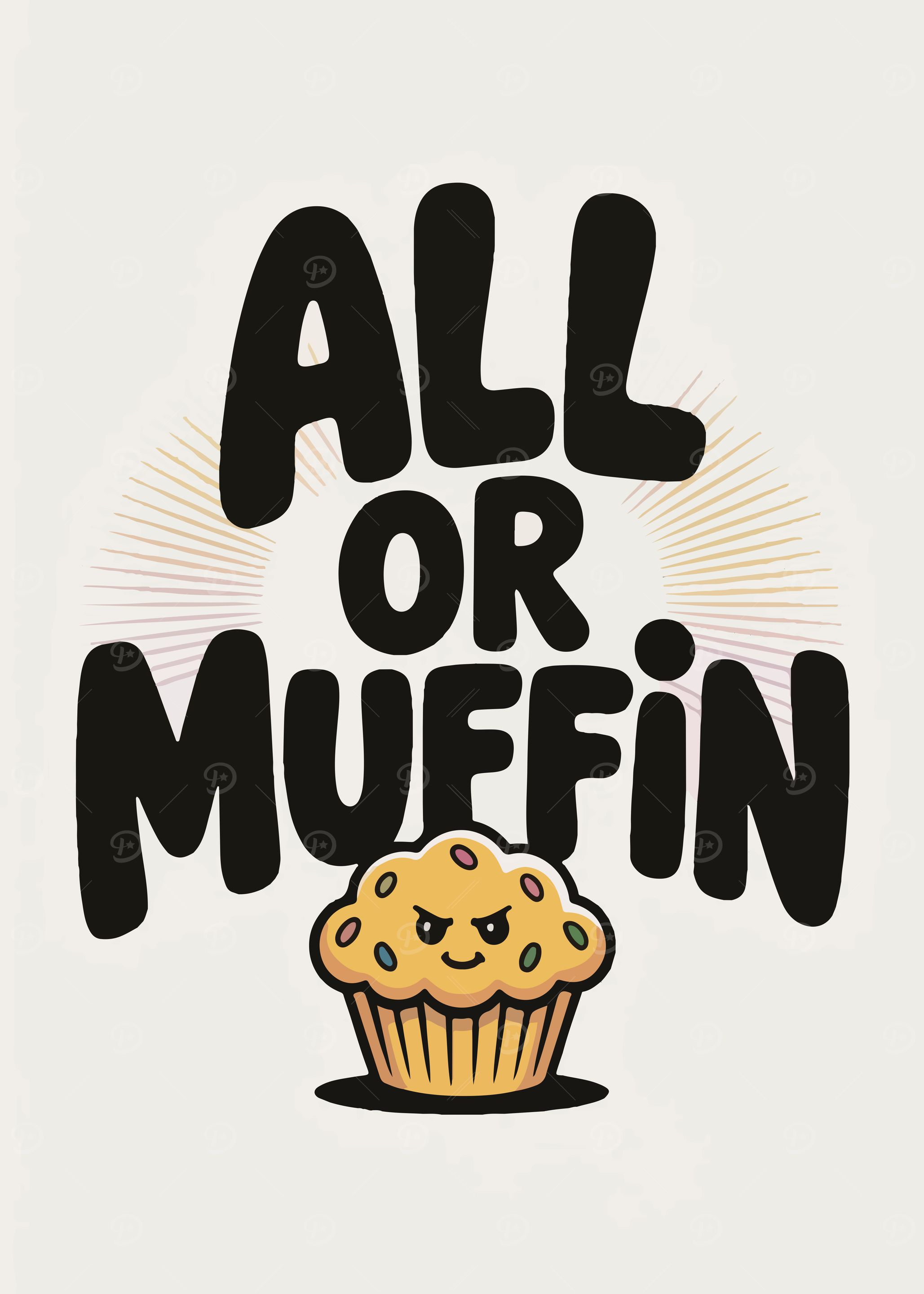 All or Muffin Pun Illustration