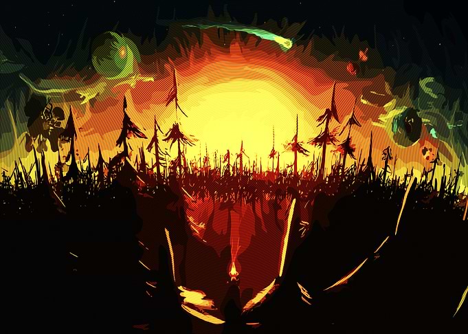 Abstract Landscape with Celestial Elements