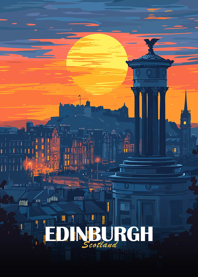 Edinburgh Scotland Cityscape at Sunset