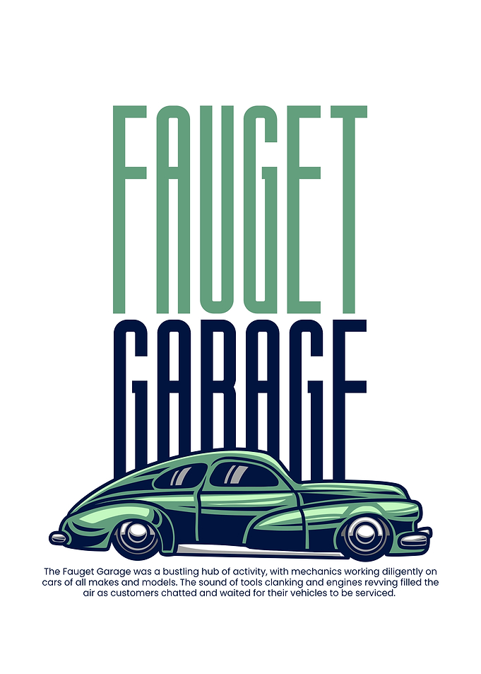 Fauget Garage Vintage Car Illustration