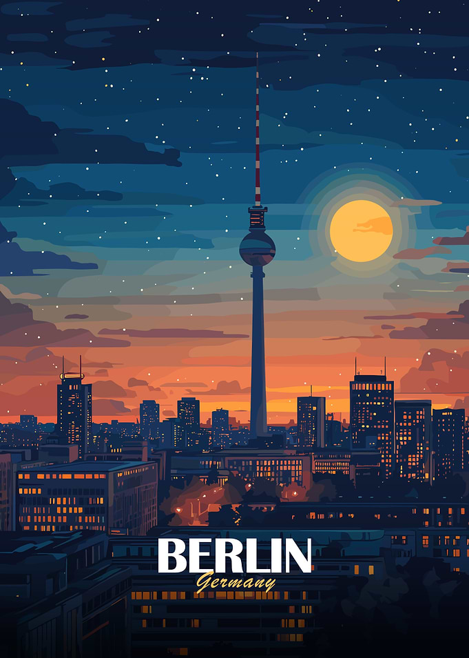 Berlin, Germany Cityscape at Night