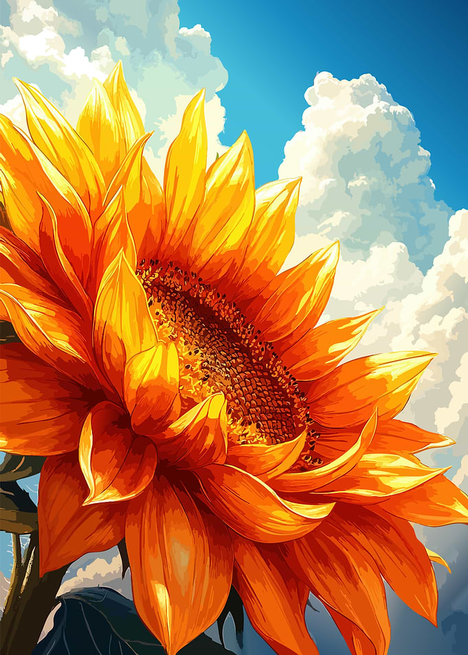 Vibrant Sunflower Against Cloudy Sky