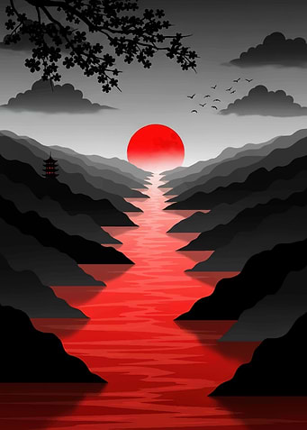 Red River Sunset Landscape