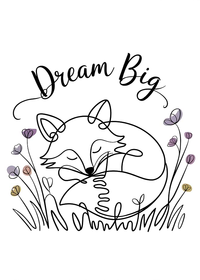 Dream Big Fox Line Art