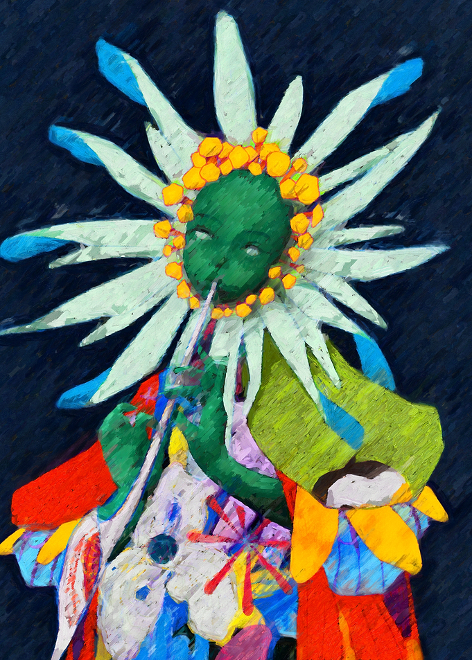 Floral Figure with Flute