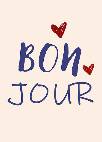 Bonjour greeting with hearts