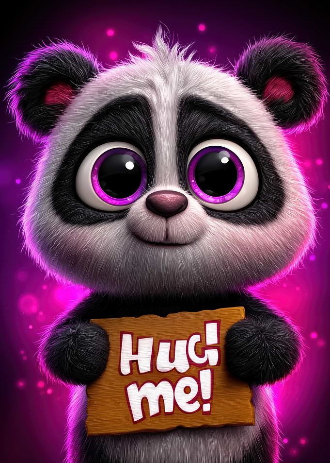 Cute Panda with Hug Me Sign