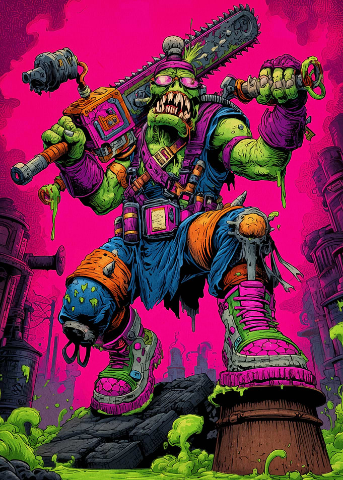 Mutant Warrior with Chainsaw Weapon