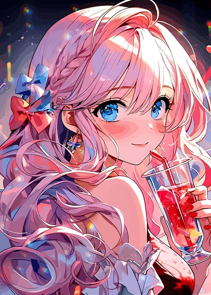 Anime Girl with Drink