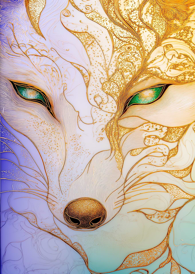 Ornate Fox Portrait with Golden Details