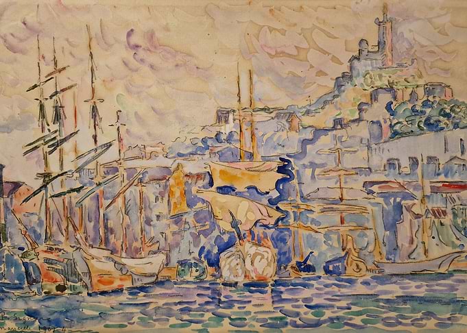 Harbor Scene Watercolor Painting