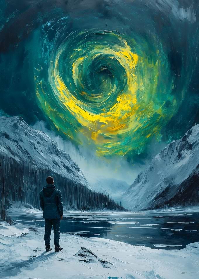 Winter Landscape with Celestial Swirl