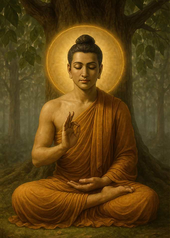 Buddha in Meditation under Bodhi Tree
