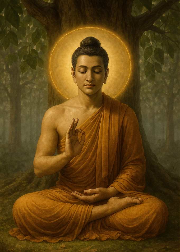 Buddha in Meditation under Bodhi Tree