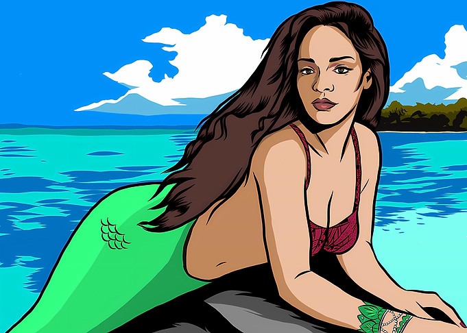 Mermaid Rihanna illustration