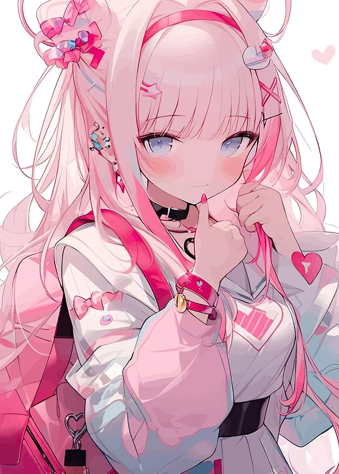 Anime Girl with Pink Hair