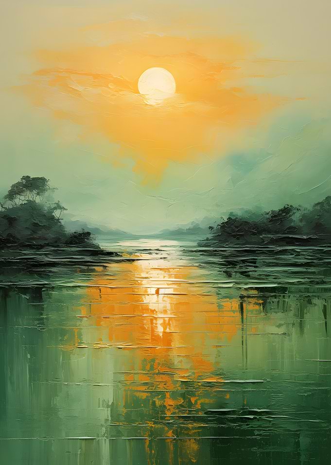 Sunset over Water Painting