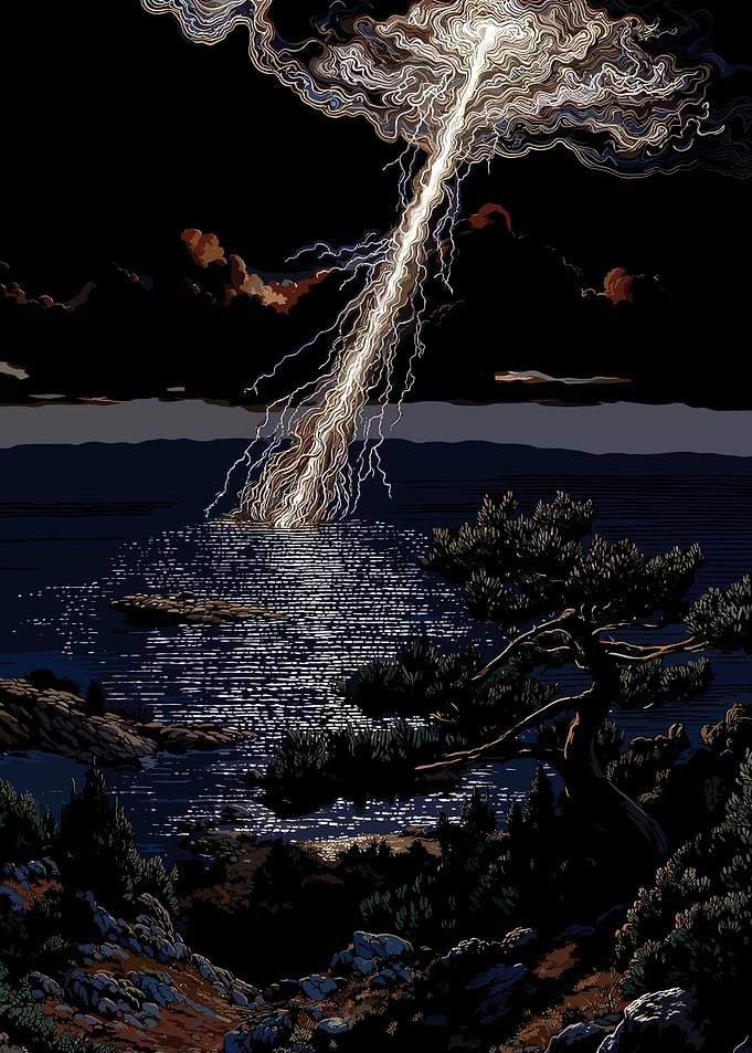 Lightning over the Sea