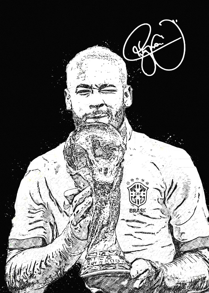 Neymar World Cup Trophy Sketch