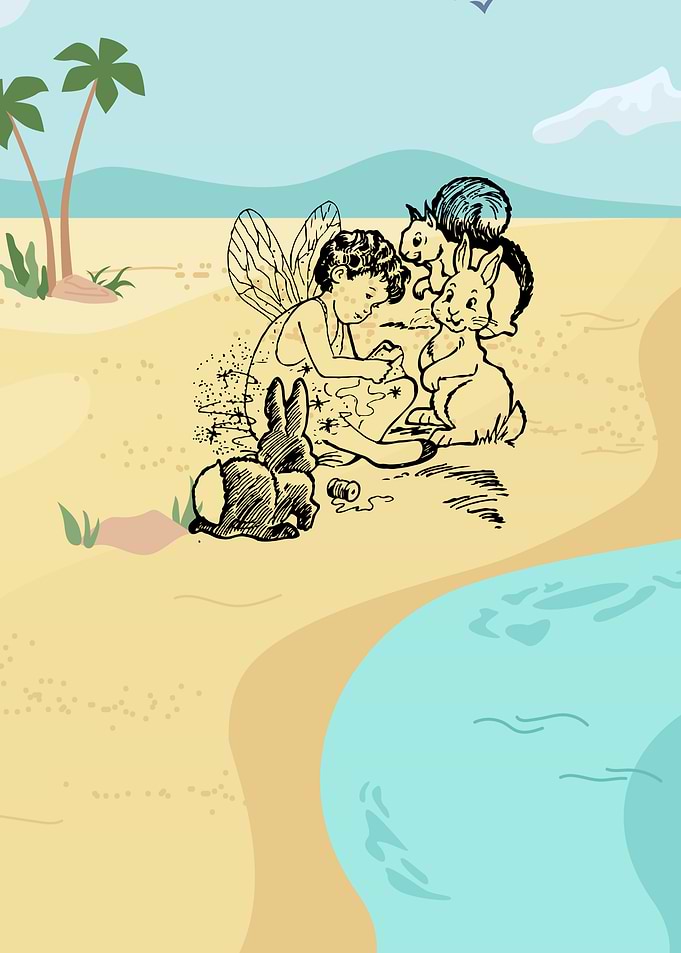 Fairy and Animals on the Beach