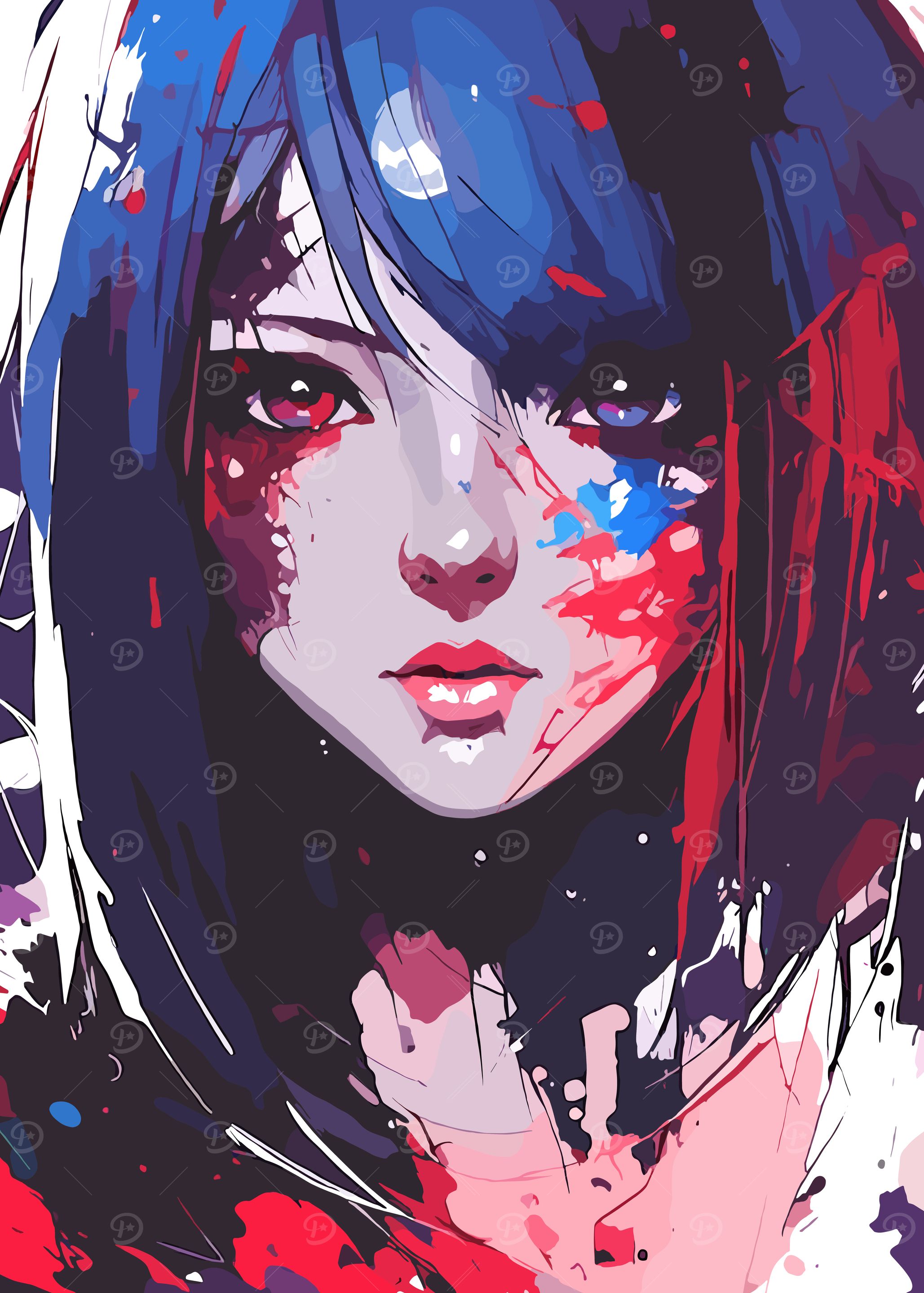 Girl Portrait with Abstract Splatters