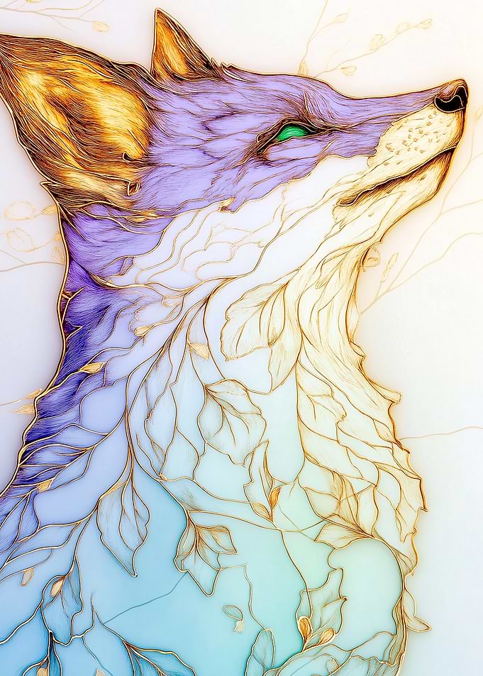 Elegant Fox with Floral Accents