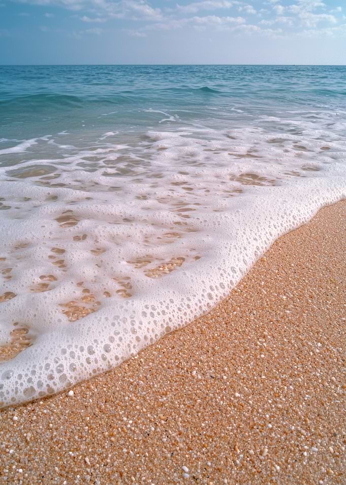 Waves washing onto a sandy beach
