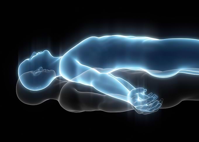 Glowing Human Body Outline on Black