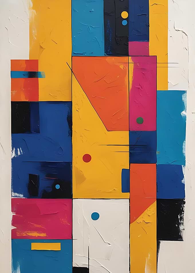 Abstract Geometric Painting with Bold Colors