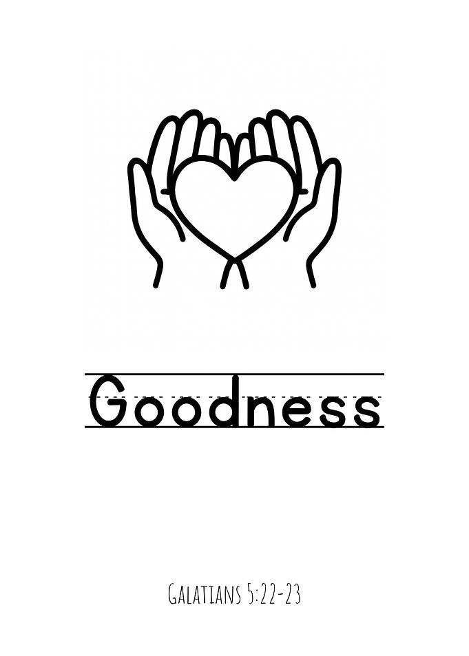 Goodness - Hands Holding Heart Fruit of the Spirit Art