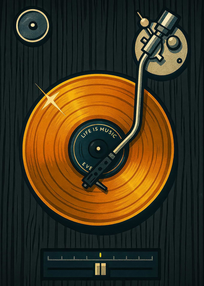 Vintage Golden Vinyl DJ Turntable