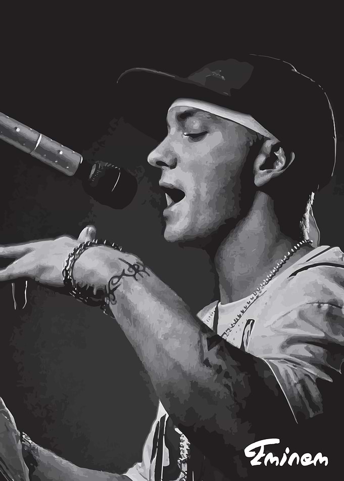 Eminem in Black and White Portrait