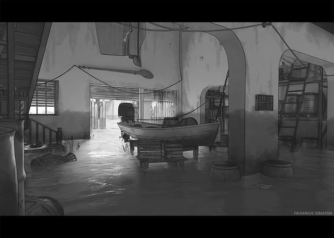 Flooded Boat House Interior