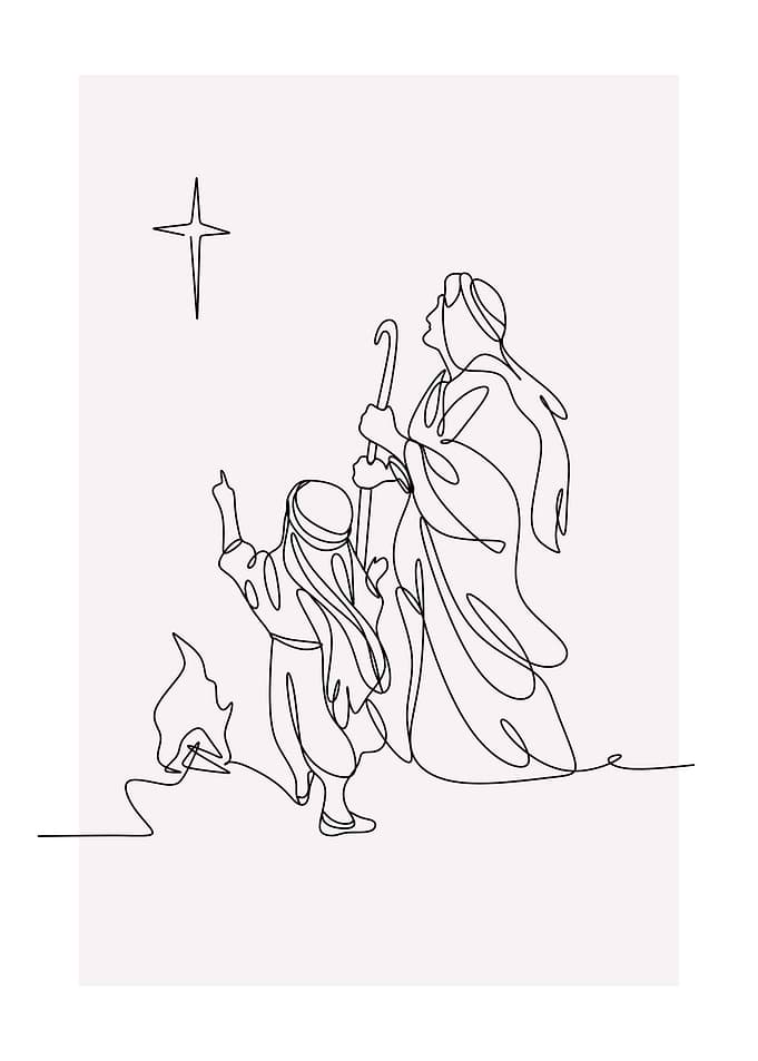 Nativity Scene Line Art
