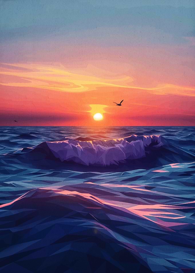 Low Poly Ocean Sunset