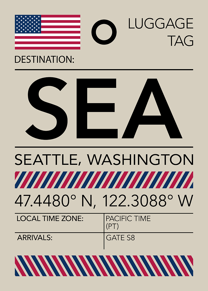 SEA Seattle, Washington Airport Luggage Tag