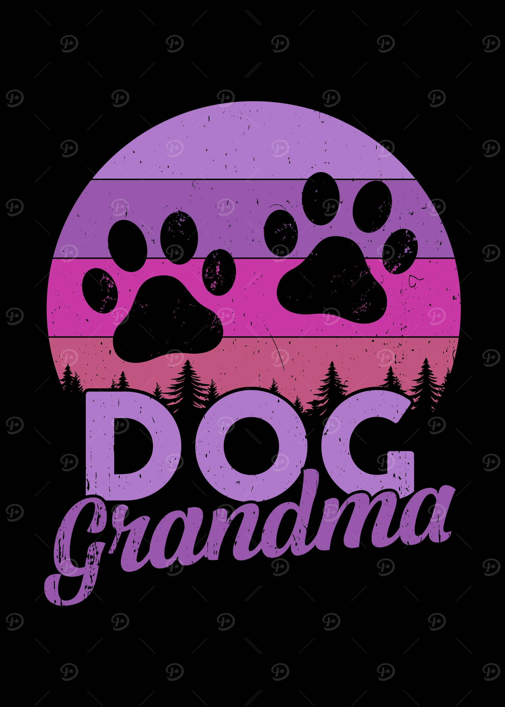Dog Grandma Retro Sunset