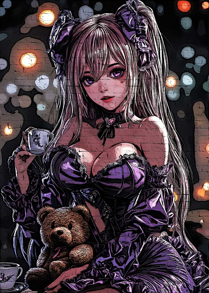 Anime Girl with Teddy Bear
