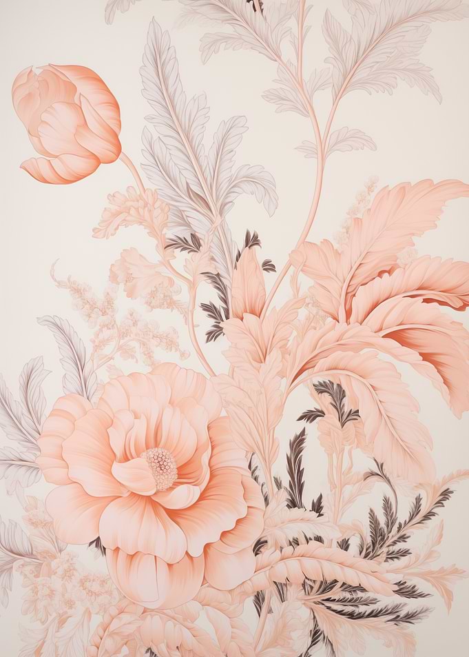 Floral Peach Botanical Art