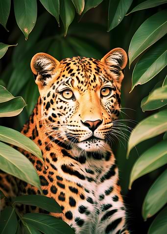 Leopard Portrait in Lush Greenery