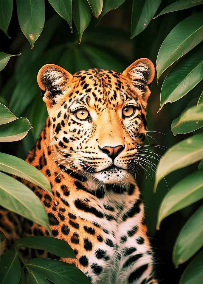 Leopard Portrait in Lush Greenery