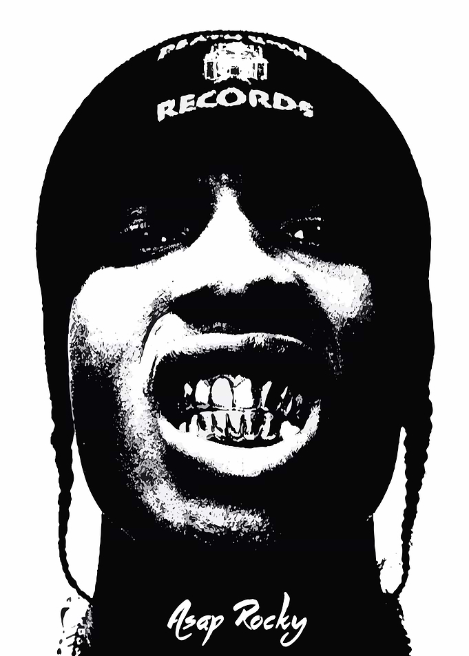 A$AP Rocky Black and White Portrait