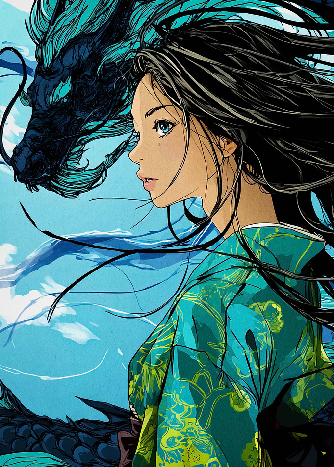 Anime Girl with Dragon